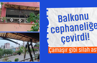 Görenler gözlerine inanamadı: Balkona çamaşır gibi silah astı!